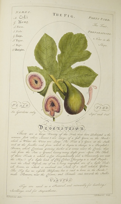 Botany - Sheldrake, Timothy - Botanicum Medicinale; an Herbal of Medicinal Plants on the College of Physicians List, folio, half calf, lacking title and folding table, with 95 [of 118 originally], leaves of hand-coloured